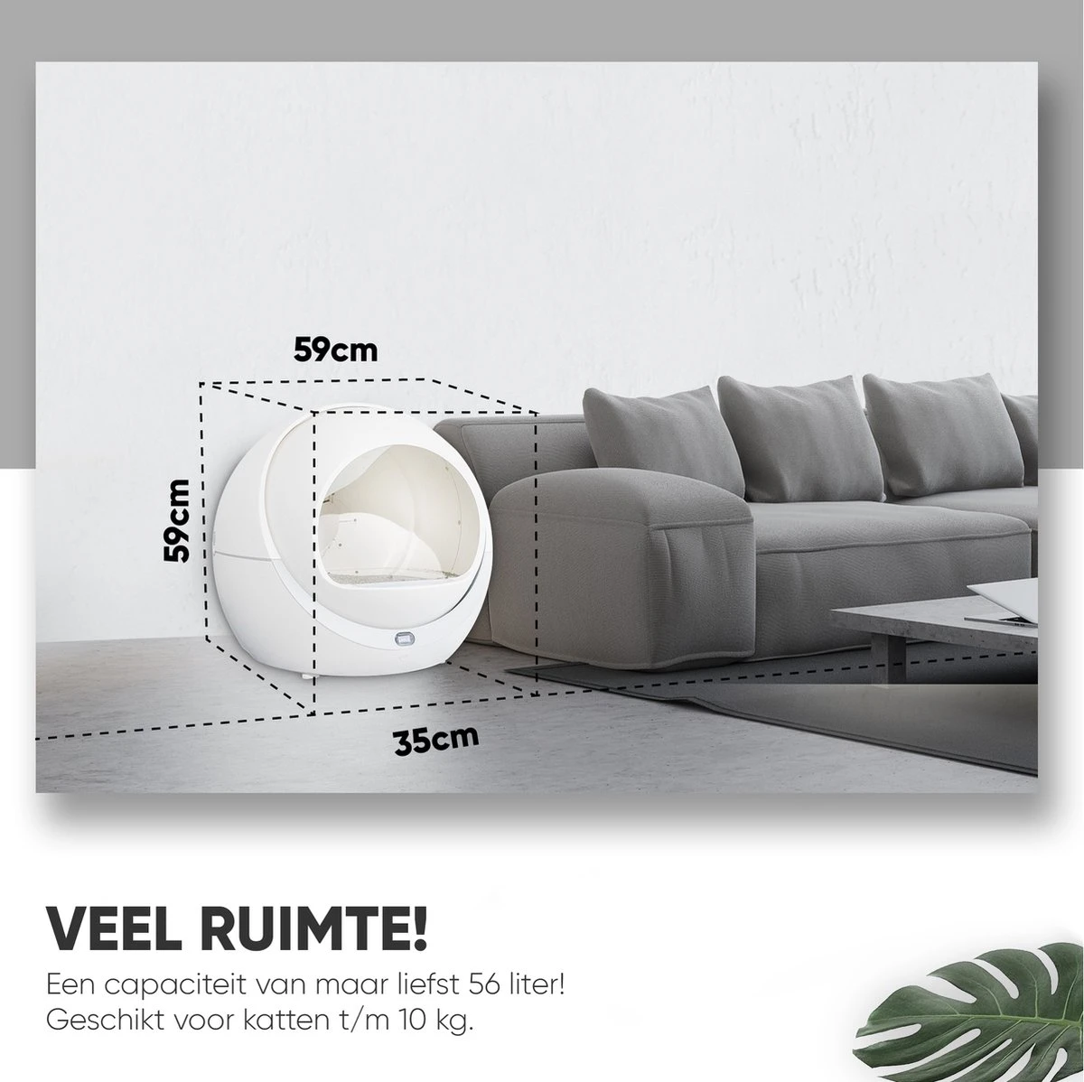 Petree Dome- Zelfreinigende Kattenbak - Automatisch - Katten - Anti-geur - 60 X 35 X 60 Cm 6 Petree Dome- Zelfreinigende Kattenbak - Automatisch - Katten - Anti-geur - 60 X 35 X 60 Cm - Afbeelding 4