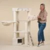 RHRQuality Corner Coon Krabpaal Voor Grote Katten - 60 X 56 X 151 Cm - Crème -Kattenbenodigdheden 1200x1198 9
