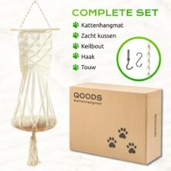 Qoods Kattenhangmat Macramé - Hangende Kattenmand Raam Of Radiator - Kattenbed - Poezenmand -Kattenbenodigdheden 1200x1200 1062