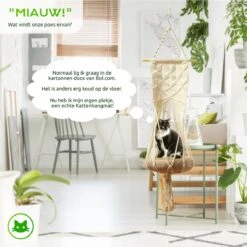 Qoods Kattenhangmat Macramé - Hangende Kattenmand Raam Of Radiator - Kattenbed - Poezenmand -Kattenbenodigdheden 1200x1200 1063