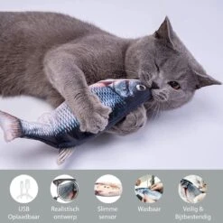 Filo Elektrisch Kattenspeeltje Bewegende Vis 30CM Met Kattenkruid + Goudvis 20CM - Interactief Speelgoed Katten - Elektronisch Kattenspeelgoed - Dansende Elektrische Speelvis Kat - Kattenspeeltjes Intelligentie - Speelgoed Kittens - Speeltjes Kitten -Kattenbenodigdheden 1200x1200 1211