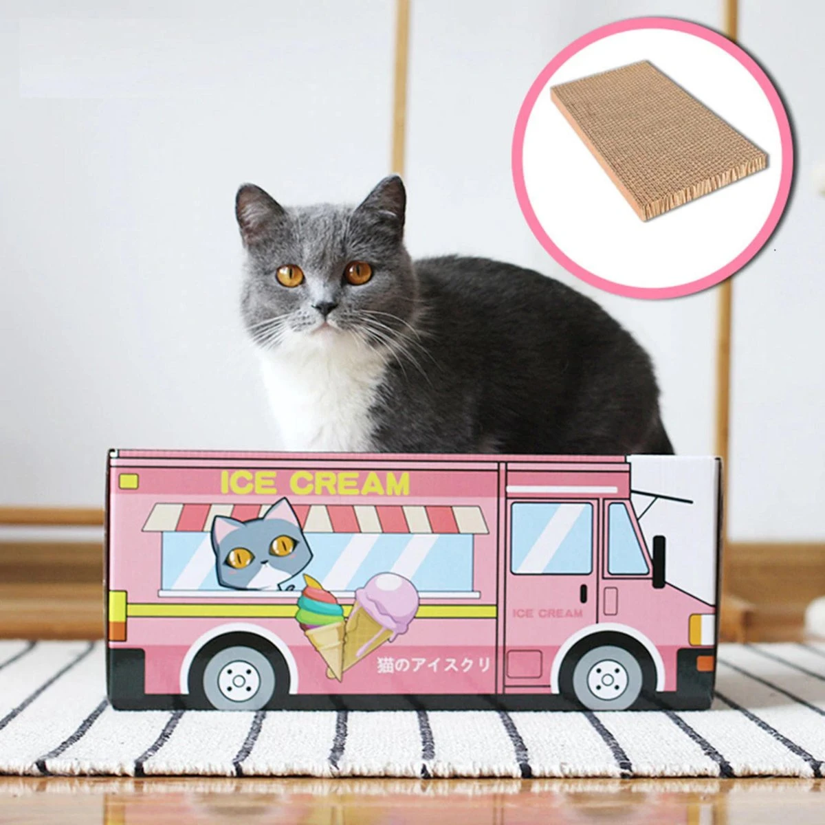 Make Me Purr Kattendoos Van Karton (Ice Cream) - Inclusief Kartonnen Krabmat - Speelgoed Doos Voor Katten Met Krab Mat - Kat Krabpaal Speeltje - Kattenbed Kattenmand Kattenhuis Kattentunnel - Kattenspeelgoed - Kattenspeeltjes - Kitten Speeltjes 3 Make Me Purr Kattendoos Van Karton (Ice Cream) - Inclusief Kartonnen Krabmat - Speelgoed Doos Voor Katten Met Krab Mat - Kat Krabpaal Speeltje - Kattenbed Kattenmand Kattenhuis Kattentunnel - Kattenspeelgoed - Kattenspeeltjes - Kitten Speeltjes