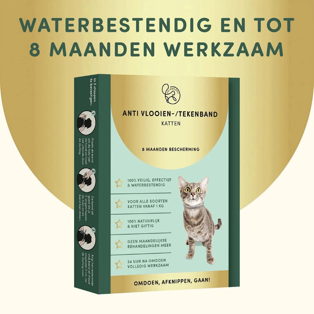 3 Stuks Vlooienband Kat Tekenband - 100% Natuurlijk Veilig En Waterbestendig 6 3 Stuks Vlooienband Kat Tekenband - 100% Natuurlijk Veilig En Waterbestendig - Afbeelding 4
