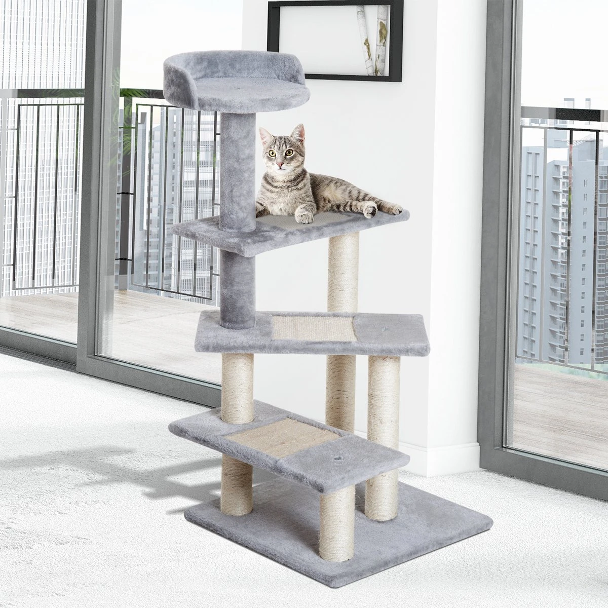 PawHut Klimboom 5 Lagen Kattenboom Speelboom Kattenkrabboom Trap Sisal Beige D30-183 10 PawHut Klimboom 5 Lagen Kattenboom Speelboom Kattenkrabboom Trap Sisal Beige D30-183 - Afbeelding 8