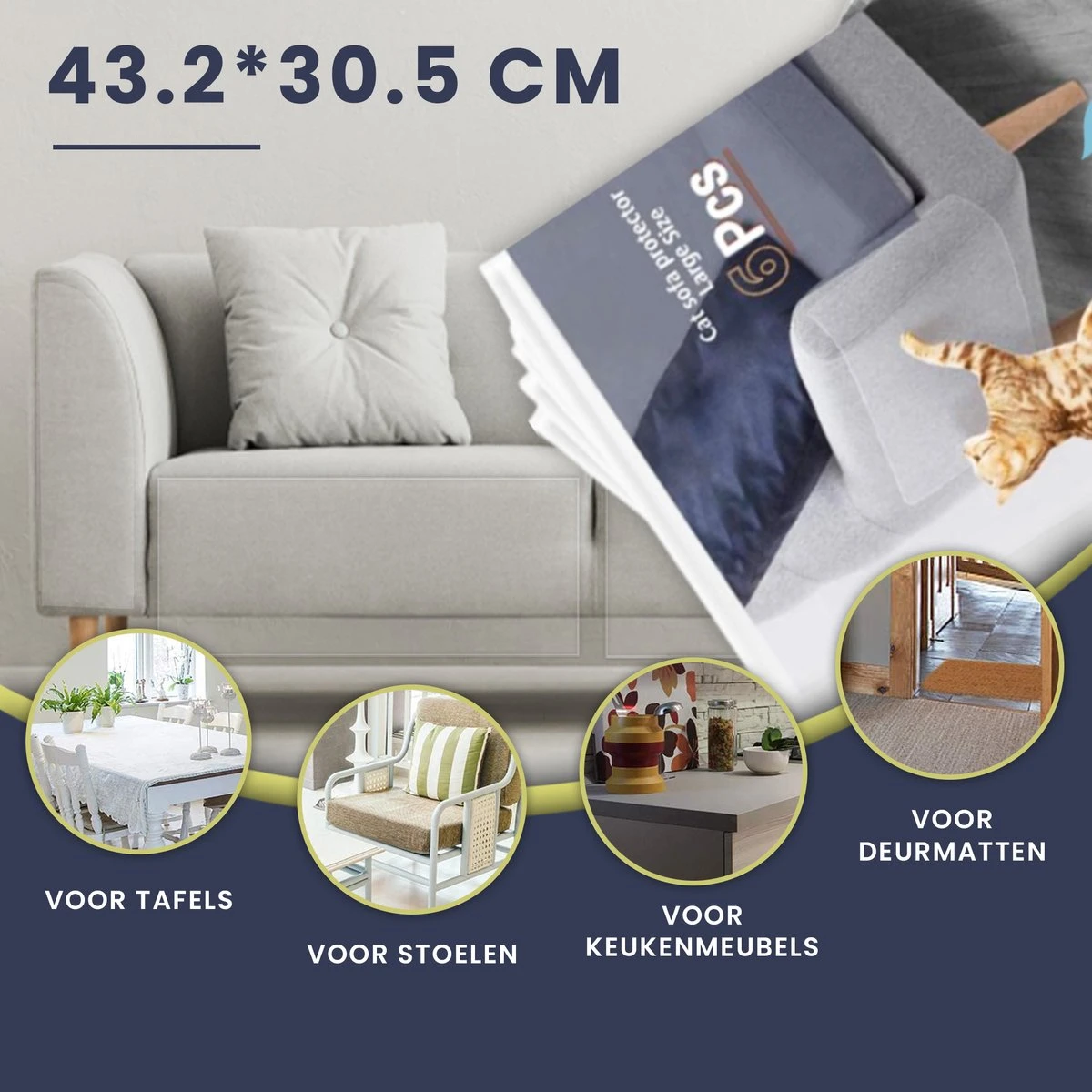 TibaGoods - Anti Krab Vellen Voor Kat En Hond - 6 XL Vellen – Zonder Punaises - Tegen Krabben – Bankbescherming – Meubelbescherming – Krabpaal – Anti Scratch – 43.2 X 30.5cm – Transparant 7 TibaGoods - Anti Krab Vellen Voor Kat En Hond - 6 XL Vellen – Zonder Punaises - Tegen Krabben – Bankbescherming – Meubelbescherming – Krabpaal – Anti Scratch – 43.2 X 30.5cm – Transparant - Afbeelding 5