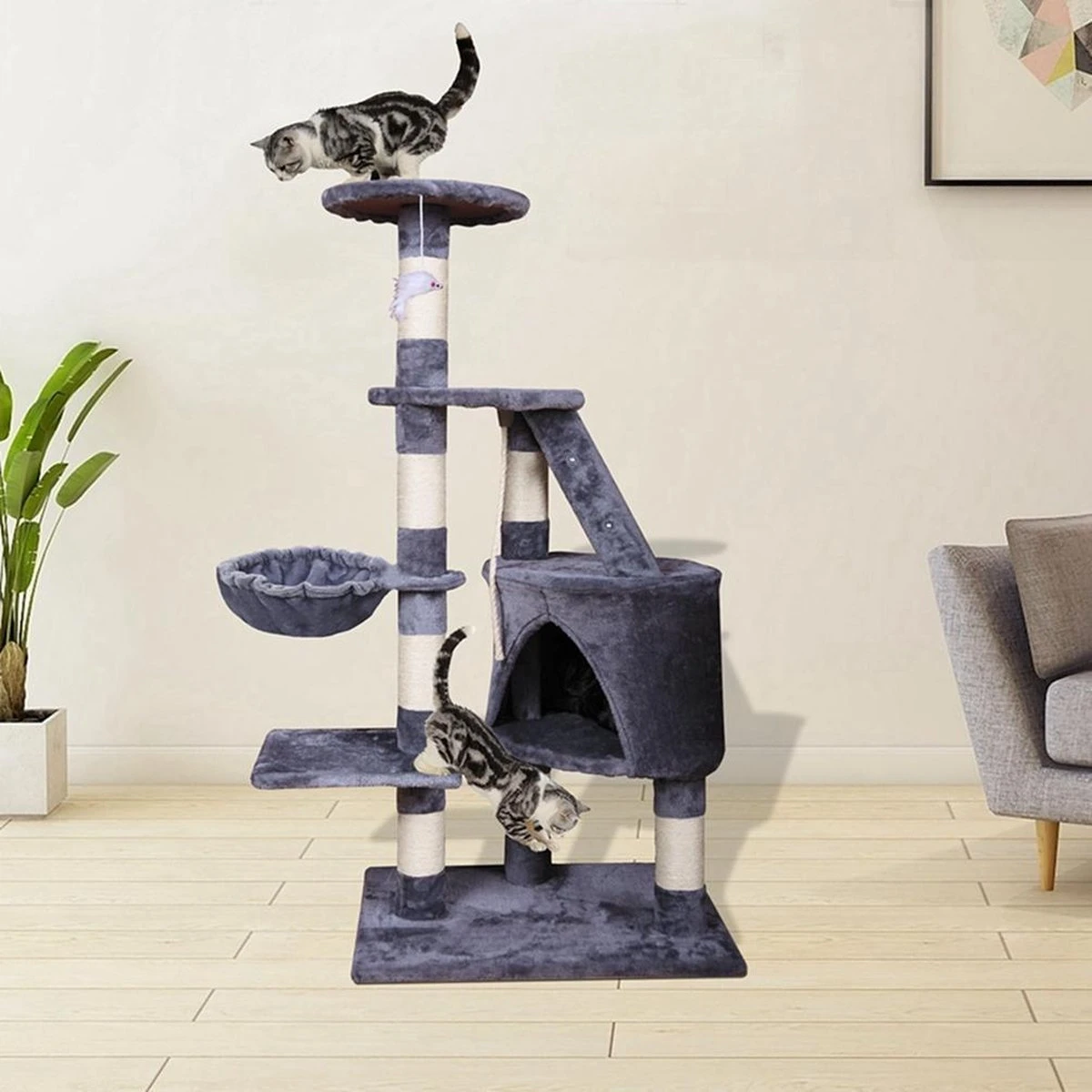 Merkloos MC Star Krabpaal Voor Grote Katten Cat Tree - 55 X 40 X 120 Cm - Grijs 3 Merkloos MC Star Krabpaal Voor Grote Katten Cat Tree - 55 X 40 X 120 Cm - Grijs