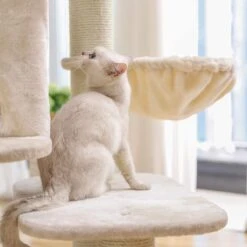 Songmics PCT01M Krabpaal Met XXL-uitkijkplatform, Liggend Hol, Grote Knuffelgrot, Verstelbare Elementen, Extra Dikke Stammen Volledig Gewikkeld In Sisal, Stabiel, Beige -Kattenbenodigdheden 1200x1200 396