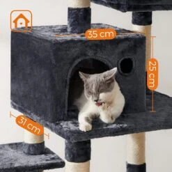Krabpaal Voor Katten - Kattenboom - Met 2 Uitkijkplateaus - Grijs -Kattenbenodigdheden 1200x1200 411