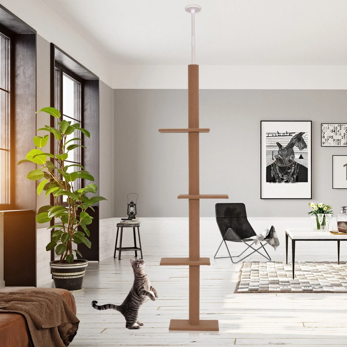 Merkloos Krabpaal In Hoogte Verstelbaar - Kattenkrabpaal - Krabpaal Voor Katten - Kattenspeeltjes - Katten - Bruin - 43L X 27B X 228-260H Cm 7 Merkloos Krabpaal In Hoogte Verstelbaar - Kattenkrabpaal - Krabpaal Voor Katten - Kattenspeeltjes - Katten - Bruin - 43L X 27B X 228-260H Cm - Afbeelding 5