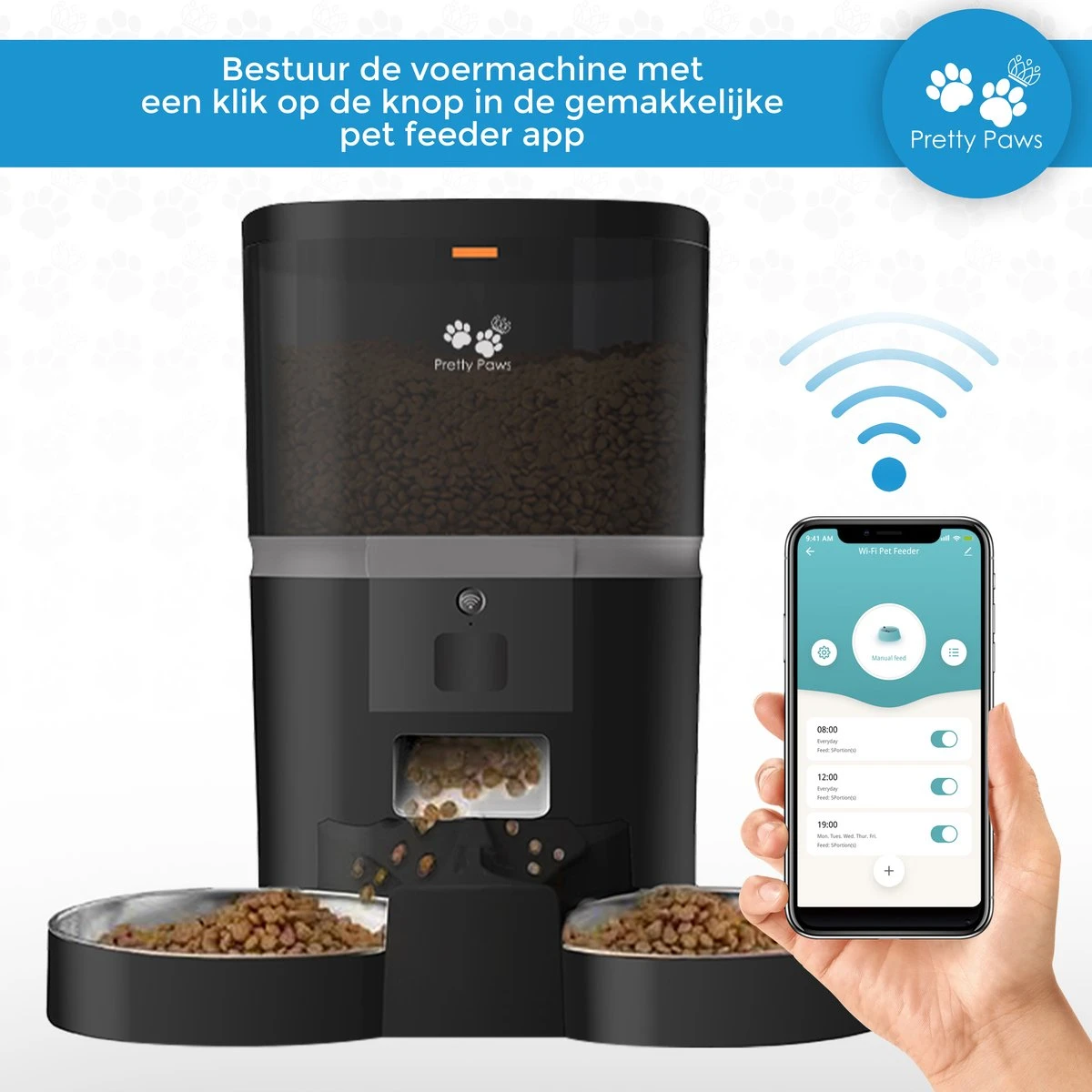 Pretty Paws QQ003 - Wifi Voermachine - Dubbele Voerbakjes - Zwart - Kat - 6L 6 Pretty Paws QQ003 - Wifi Voermachine - Dubbele Voerbakjes - Zwart - Kat - 6L - Afbeelding 4