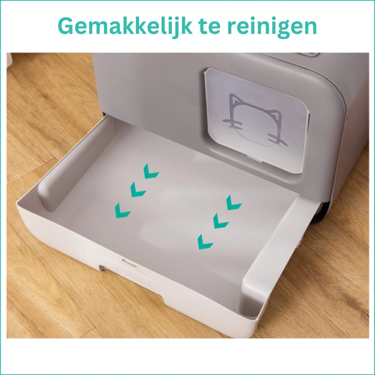 Kattenbak - 2 Uitgangen - Kattentoilet - Uitschuifbare Bodem - Met Schepje - Grijs 53 X 40 X 40 Cm 4 Kattenbak - 2 Uitgangen - Kattentoilet - Uitschuifbare Bodem - Met Schepje - Grijs 53 X 40 X 40 Cm - Afbeelding 2