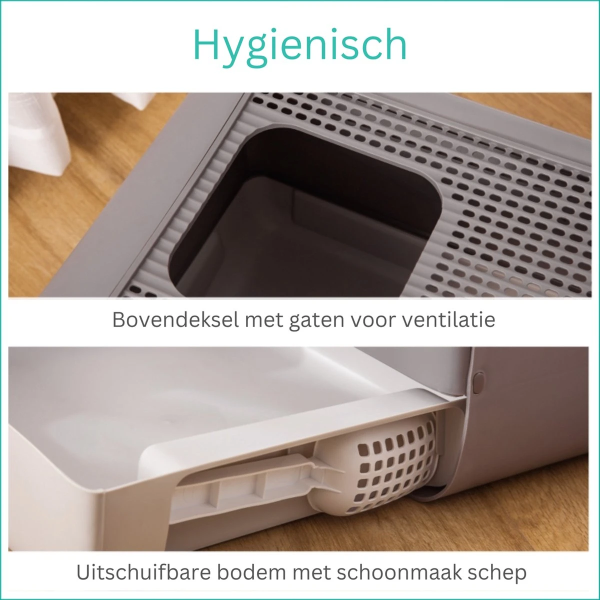 Kattenbak - 2 Uitgangen - Kattentoilet - Uitschuifbare Bodem - Met Schepje - Grijs 53 X 40 X 40 Cm 7 Kattenbak - 2 Uitgangen - Kattentoilet - Uitschuifbare Bodem - Met Schepje - Grijs 53 X 40 X 40 Cm - Afbeelding 5