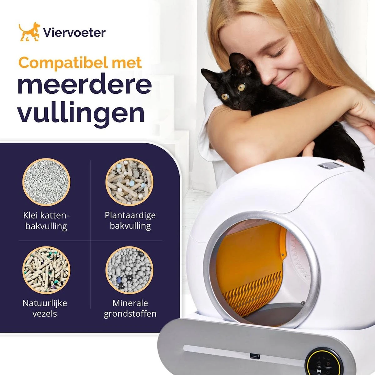 Viervoeter™ Kattenbak Zelfreinigend – Automatische Kattenbak – Zelfreinigende Kattenbak – Anti-geur – 53x58x55cm – Bedienen Via App – 65 Liter 6 Viervoeter™ Kattenbak Zelfreinigend – Automatische Kattenbak – Zelfreinigende Kattenbak – Anti-geur – 53x58x55cm – Bedienen Via App – 65 Liter - Afbeelding 4