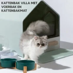 Kattenbak Villa Met Dubbele Voerbak En Kattenbakmat – Kat - Drinkbak – Modern En Stijlvol - Design - Groen 20 Kattenbak Villa Met Dubbele Voerbak En Kattenbakmat – Kat - Drinkbak – Modern En Stijlvol - Design - Groen -Kattenbenodigdheden 1200x1200 697