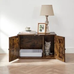 Meubelexpert Kattenhuis Voor Kattenbak - Met Deuren - Vintage - Bruinzwart - PCL002X02 14 Meubelexpert Kattenhuis Voor Kattenbak - Met Deuren - Vintage - Bruinzwart - PCL002X02 -Kattenbenodigdheden 1200x1200 700