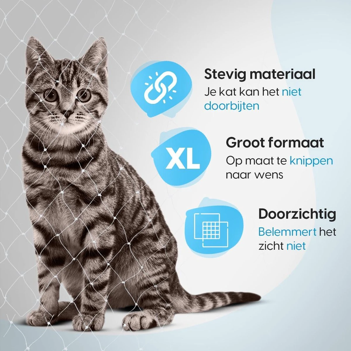 Kattennet - Balkon Net - Katten Gaas - Kattennet Balkon - Transparant - 8x3 M 6 Kattennet - Balkon Net - Katten Gaas - Kattennet Balkon - Transparant - 8x3 M - Afbeelding 4