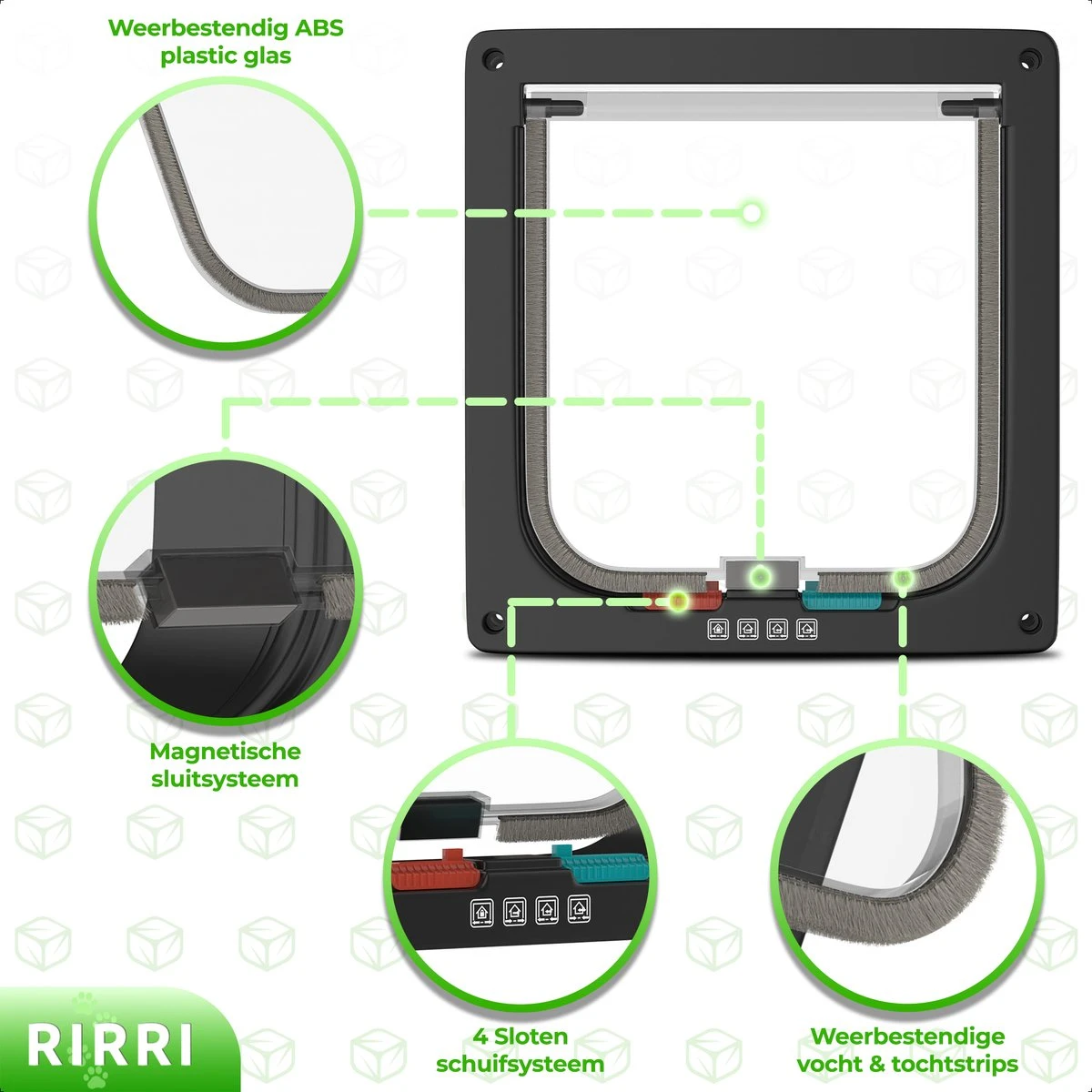 Rirri Kattenluik Met Tunnel - 4 Vergrendelingsstanden - Weersbestendig - Binnen En Buiten - Maat L - Zwart - 25,5 X 23.5 Cm 6 Rirri Kattenluik Met Tunnel - 4 Vergrendelingsstanden - Weersbestendig - Binnen En Buiten - Maat L - Zwart - 25,5 X 23.5 Cm - Afbeelding 4