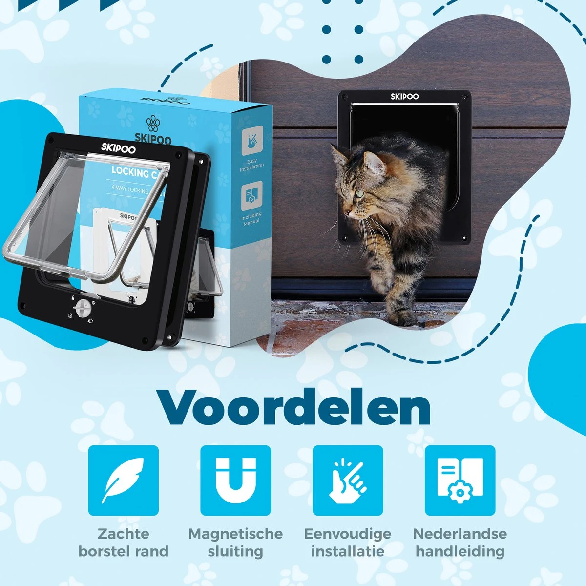 Skipoo Kattenluik Met Tunnel - Weerbestendig - Grote Kat - 4 Vergrendelingsstanden - Zwart 5 Skipoo Kattenluik Met Tunnel - Weerbestendig - Grote Kat - 4 Vergrendelingsstanden - Zwart - Afbeelding 3