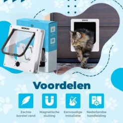 Skipoo Kattenluik Met Tunnel - Weerbestendig - Grote Kat - 4 Vergrendelingsstanden - Wit 11 Skipoo Kattenluik Met Tunnel - Weerbestendig - Grote Kat - 4 Vergrendelingsstanden - Wit -Kattenbenodigdheden 1200x1200 875