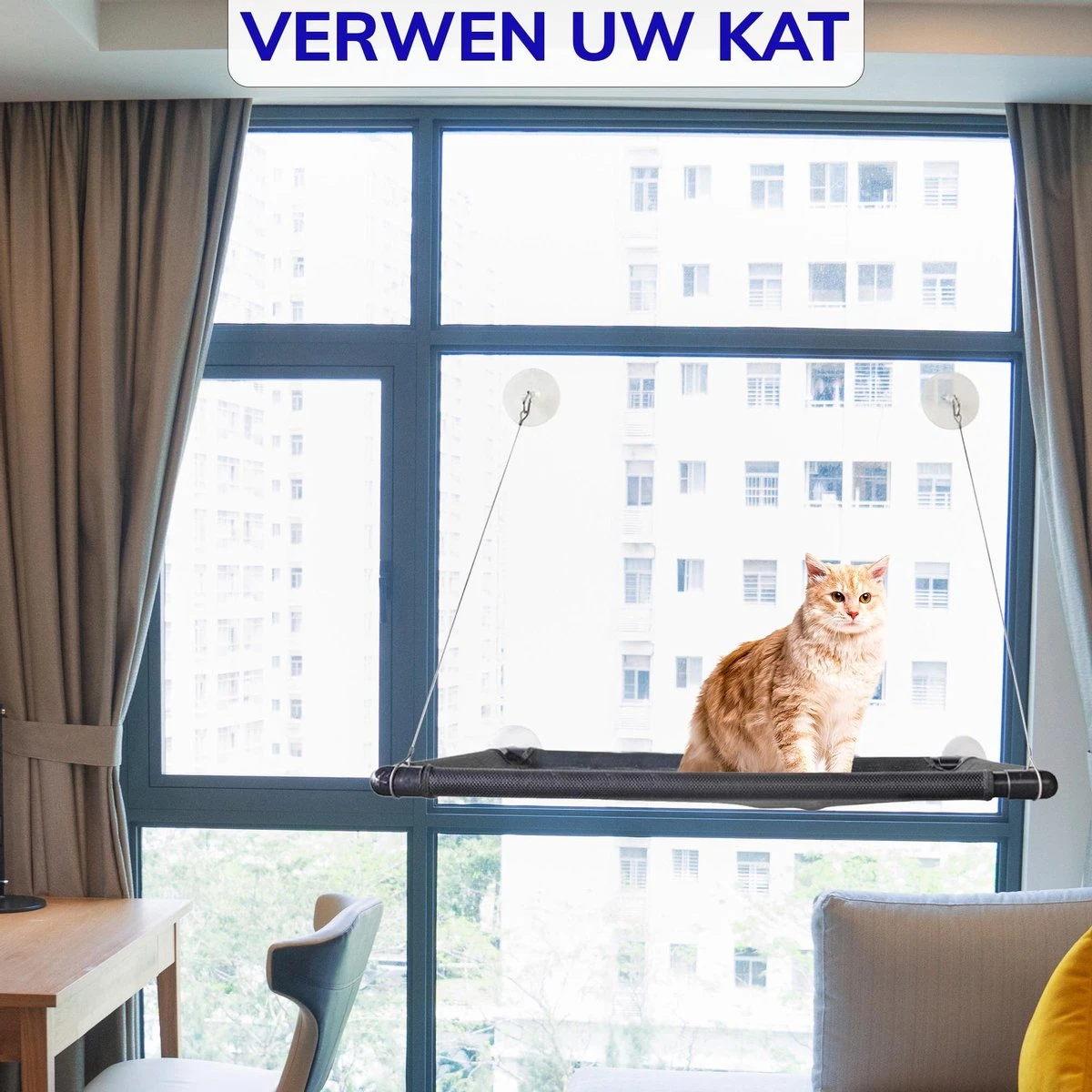Kattenhangmat - Hangmat Kat- Kattenhangmat Raam – Kattenbed - Kattenhangmand - Kattenkussen 9 Kattenhangmat - Hangmat Kat- Kattenhangmat Raam – Kattenbed - Kattenhangmand - Kattenkussen - Afbeelding 7