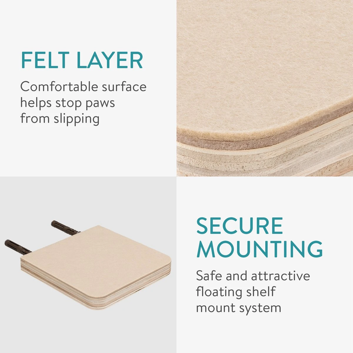 Navaris Katten Klimmuur 3 Tredes - 18 X 18 X 1,5 Cm Per Plankje - Katten Klimwand Van Hout - Inclusief Bevestigingsmateriaal 5 Navaris Katten Klimmuur 3 Tredes - 18 X 18 X 1,5 Cm Per Plankje - Katten Klimwand Van Hout - Inclusief Bevestigingsmateriaal - Afbeelding 3