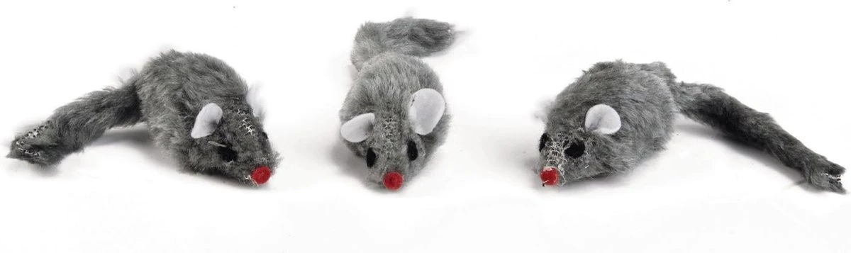 Beeztees Plush Muisje Grijs - Zakje 3st 5 Cm 5 Beeztees Plush Muisje Grijs - Zakje 3st 5 Cm - Afbeelding 3