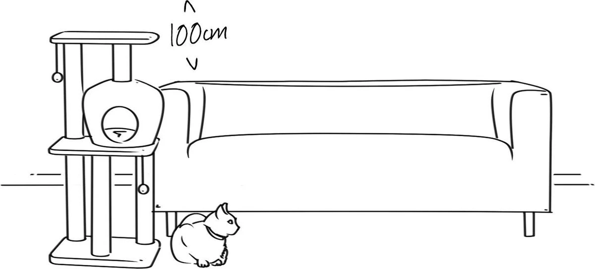 Beeztees Serpa - Krabpaal - Zwart - 40x40x90 Cm 4 Beeztees Serpa - Krabpaal - Zwart - 40x40x90 Cm - Afbeelding 2