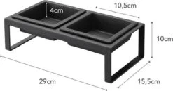 Yamazaki Eetbak - Voederbak Kat - Tweeledig - Zwart -Kattenbenodigdheden 1200x636 1