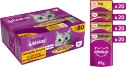 Whiskas 1+ Natvoer - Gevogelte - Selectie In Gelei - Maaltijdzakjes 80 X 85 G