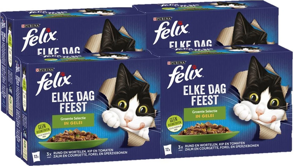 Felix Elke Dag Feest Groente Selectie In Gelei - Katten Natvoer - 48 X 85g 4 Felix Elke Dag Feest Groente Selectie In Gelei - Katten Natvoer - 48 X 85g - Afbeelding 2