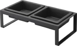 Yamazaki Eetbak - Voederbak Kat - Tweeledig - Zwart -Kattenbenodigdheden 1200x720 1