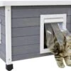 Merkloos Rexa® Kattenhuisje Van Dennenhout Wit/grijs 57x45x43cm | Kattenmand Voor Buiten Of In Huis | Beschermt Kat Tegen Kou En Geeft Veilig Gevoel | Makkelijke Ingang | Hoogwaardig Hout | Kattenbak | Katten Huis -Kattenbenodigdheden 1200x842 5