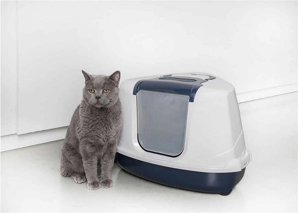 Moderna Flip Hoekkattenbak - Donkerblauw/Wit - 56 X 45 X 39 Cm 6 Moderna Flip Hoekkattenbak - Donkerblauw/Wit - 56 X 45 X 39 Cm - Afbeelding 4