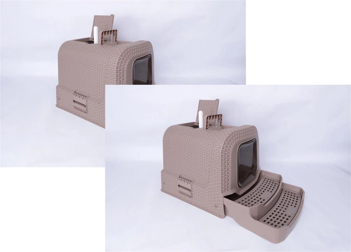 Adori Kattentoilet Rattan 69x42x41 Cm - Kattenbak - 2 X Taupe 4 Adori Kattentoilet Rattan 69x42x41 Cm - Kattenbak - 2 X Taupe - Afbeelding 2