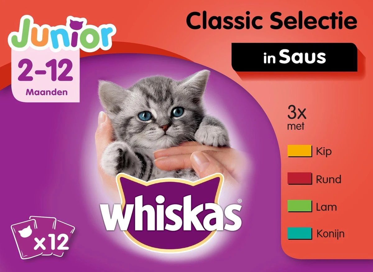 Whiskas Junior Katten Natvoer - Classic Selectie In Saus - 48 X 100g 3 Whiskas Junior Katten Natvoer - Classic Selectie In Saus - 48 X 100g