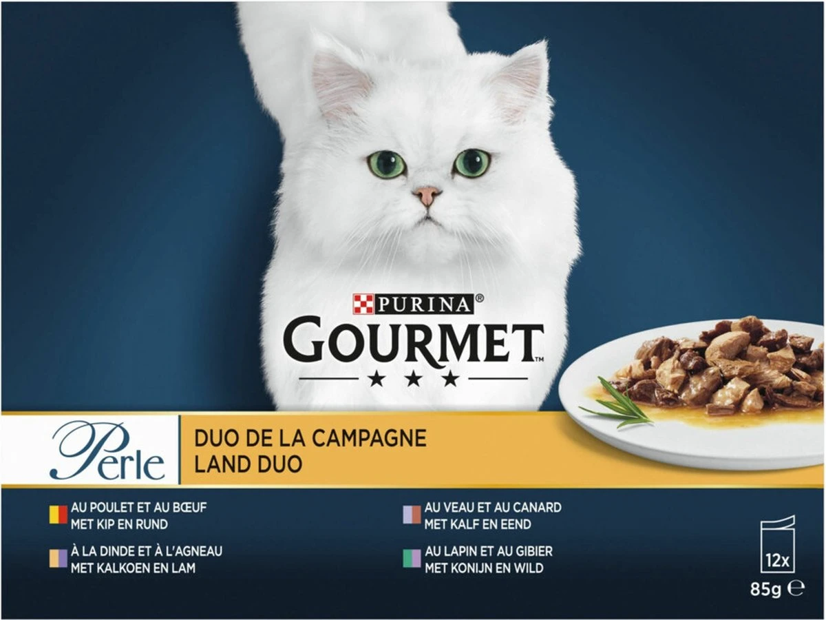 Gourmet Perle Duo – Kattenvoer Natvoer – Met Kip En Rund, Kalkoen En Lam, Kalf En Eend, Konijn En Wild – 48 X 85 Gr 4 Gourmet Perle Duo – Kattenvoer Natvoer – Met Kip En Rund, Kalkoen En Lam, Kalf En Eend, Konijn En Wild – 48 X 85 Gr - Afbeelding 2