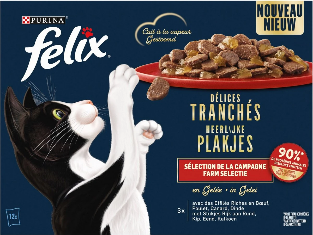 Felix Heerlijke Plakjes Farm Selectie Kattenvoer Nat 4(12x80g) 3 Felix Heerlijke Plakjes Farm Selectie Kattenvoer Nat 4(12x80g)
