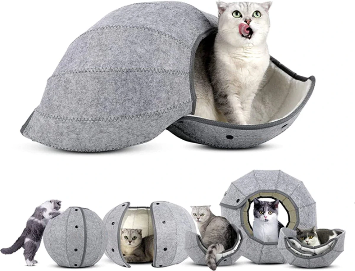 Merkloos Kattenmand Multifunctioneel – Kattenspeelgoed Speeltunnel Kattenhuis – Kattenhol Rond Kattenspeeltjes Kattentunnel - Cat Cave Donut - Grijs Vilt 3 Merkloos Kattenmand Multifunctioneel – Kattenspeelgoed Speeltunnel Kattenhuis – Kattenhol Rond Kattenspeeltjes Kattentunnel - Cat Cave Donut - Grijs Vilt