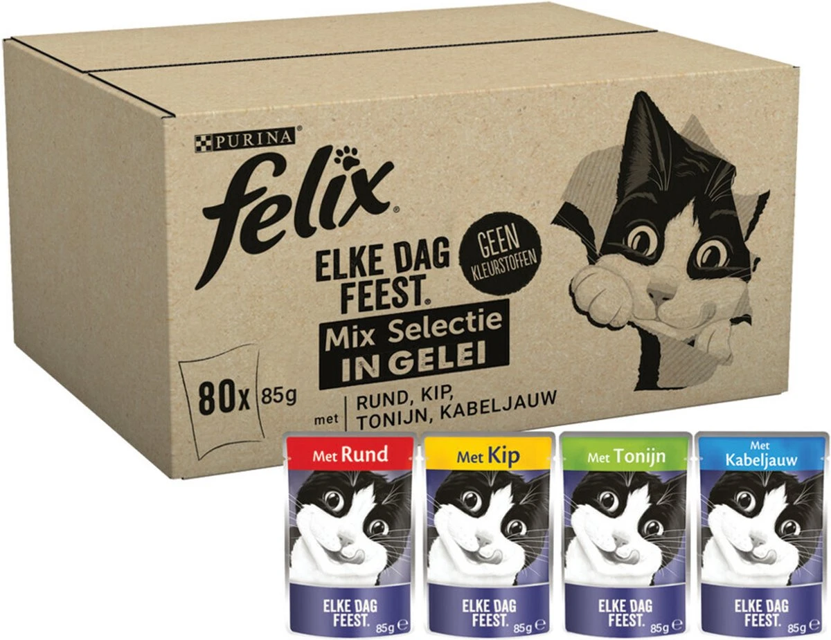 Felix Elke Dag Feest Mix Selectie In Gelei - Katten Natvoer - 80 X 85g 11 Felix Elke Dag Feest Mix Selectie In Gelei - Katten Natvoer - 80 X 85g - Afbeelding 9