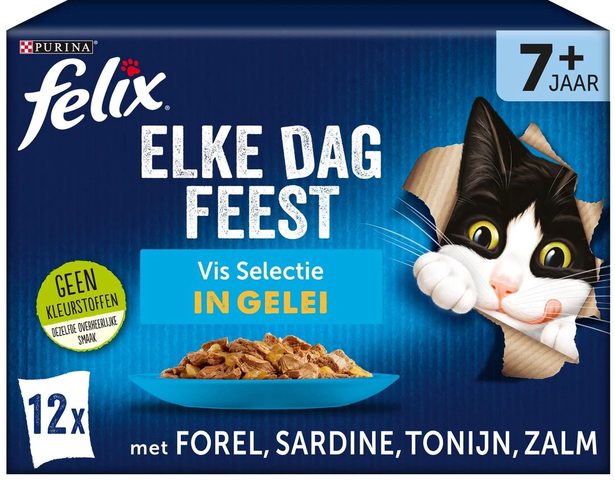 Felix Elke Dag Feest Vis 7+ Senior - Katten Natvoer - 48 X 85g 4 Felix Elke Dag Feest Vis 7+ Senior - Katten Natvoer - 48 X 85g - Afbeelding 2
