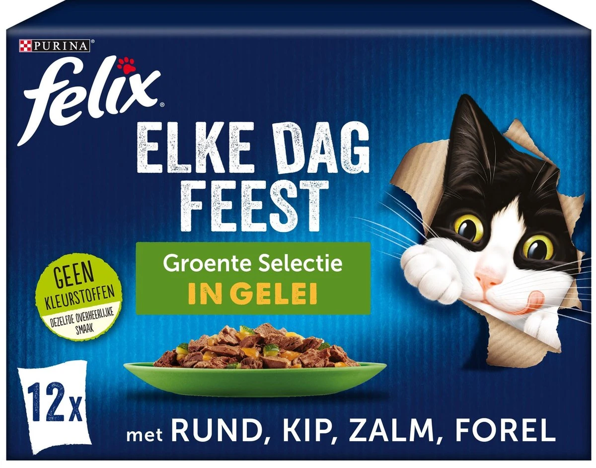 Felix Elke Dag Feest Groente Selectie In Gelei - Katten Natvoer - 48 X 85g 3 Felix Elke Dag Feest Groente Selectie In Gelei - Katten Natvoer - 48 X 85g