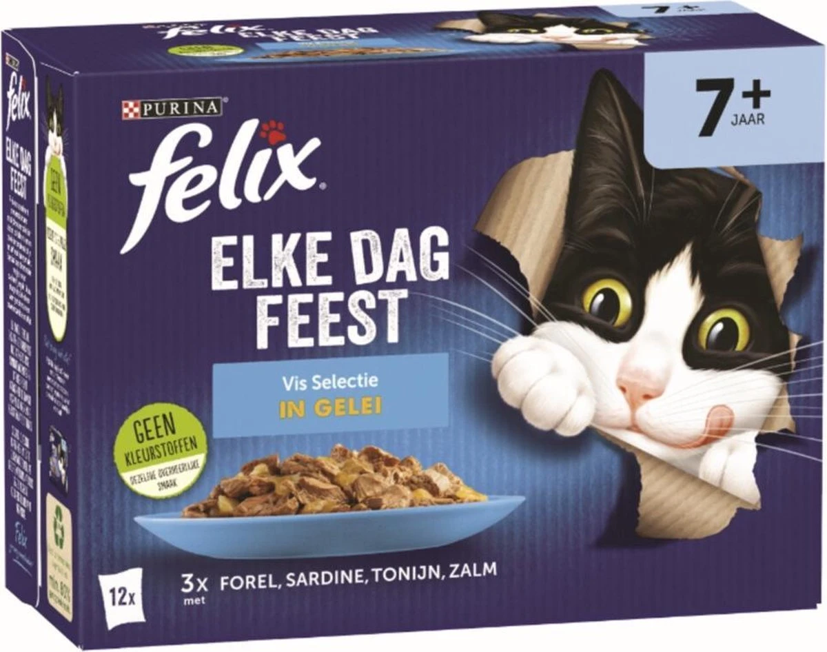 Felix Elke Dag Feest Vis Selectie In Gelei 7+ Jaar 12 X 85 Gr 3 Felix Elke Dag Feest Vis Selectie In Gelei 7+ Jaar 12 X 85 Gr