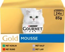 Gourmet Gold Mousse - Kattenvoer Natvoer - Met Konijn, Rund, Kalf, Lam - 96 X 85 Gr