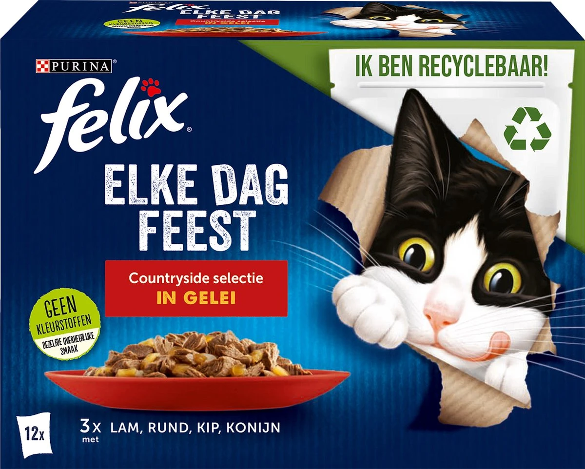 Felix Elke Dag Feest Countryside Selectie In Gelei - Katten Natvoer - 4x12x85 Gr 4 Felix Elke Dag Feest Countryside Selectie In Gelei - Katten Natvoer - 4x12x85 Gr - Afbeelding 2