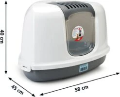 Savic Hoek Kattenbak Nestor Grijs / Wit - 58.5X45.5X40 CM -Kattenbenodigdheden 1200x974 1