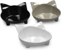 Navaris Voerbakjes Voor Katten - Set Van 3 Voer- En Waterbakken - Met Kattenkopjes Vorm - Antislip - Etensbakjes In Grijs, Wit En Zwart 13 Navaris Voerbakjes Voor Katten - Set Van 3 Voer- En Waterbakken - Met Kattenkopjes Vorm - Antislip - Etensbakjes In Grijs, Wit En Zwart -Kattenbenodigdheden 1200x977