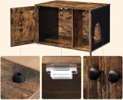 Meubelexpert Kattenhuis Voor Kattenbak - Met Deuren - Vintage - Bruinzwart - PCL002X02 11 Meubelexpert Kattenhuis Voor Kattenbak - Met Deuren - Vintage - Bruinzwart - PCL002X02 -Kattenbenodigdheden 1200x983 1