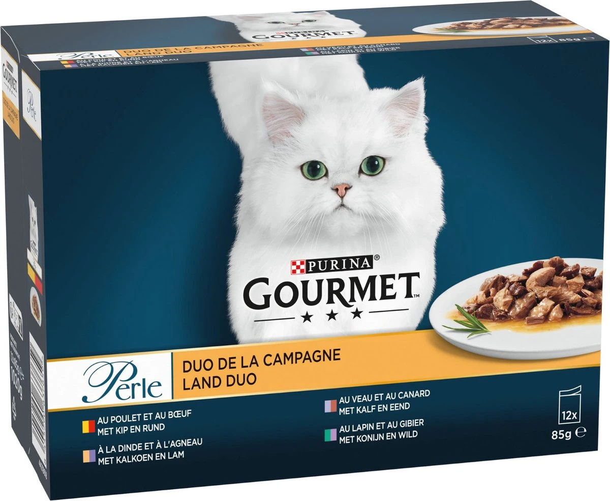 Gourmet Perle Duo – Kattenvoer Natvoer – Met Kip En Rund, Kalkoen En Lam, Kalf En Eend, Konijn En Wild – 48 X 85 Gr 8 Gourmet Perle Duo – Kattenvoer Natvoer – Met Kip En Rund, Kalkoen En Lam, Kalf En Eend, Konijn En Wild – 48 X 85 Gr - Afbeelding 6