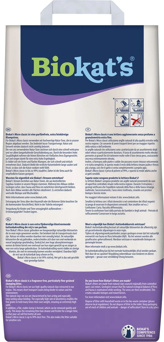 Biokat's Micro Classic - 14 L - Kattenbakvulling - Klontvormend - Zonder Geur 4 Biokat's Micro Classic - 14 L - Kattenbakvulling - Klontvormend - Zonder Geur - Afbeelding 2