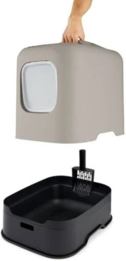 Rotho MyPet Biala Kattenbak Met Kap En Schepje / Gemaakt Van Gerecycled Plastic - Cappucino -Kattenbenodigdheden 584x1200 5